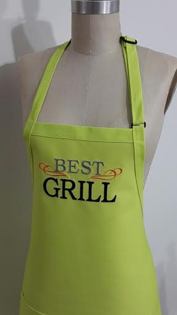 Best Grill embroidery Apron Lime/Green Apron whit gray and