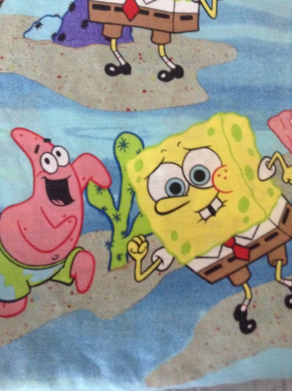 Vintage Twin Spongebob and Patrick Flat Sheet & Pillowcase