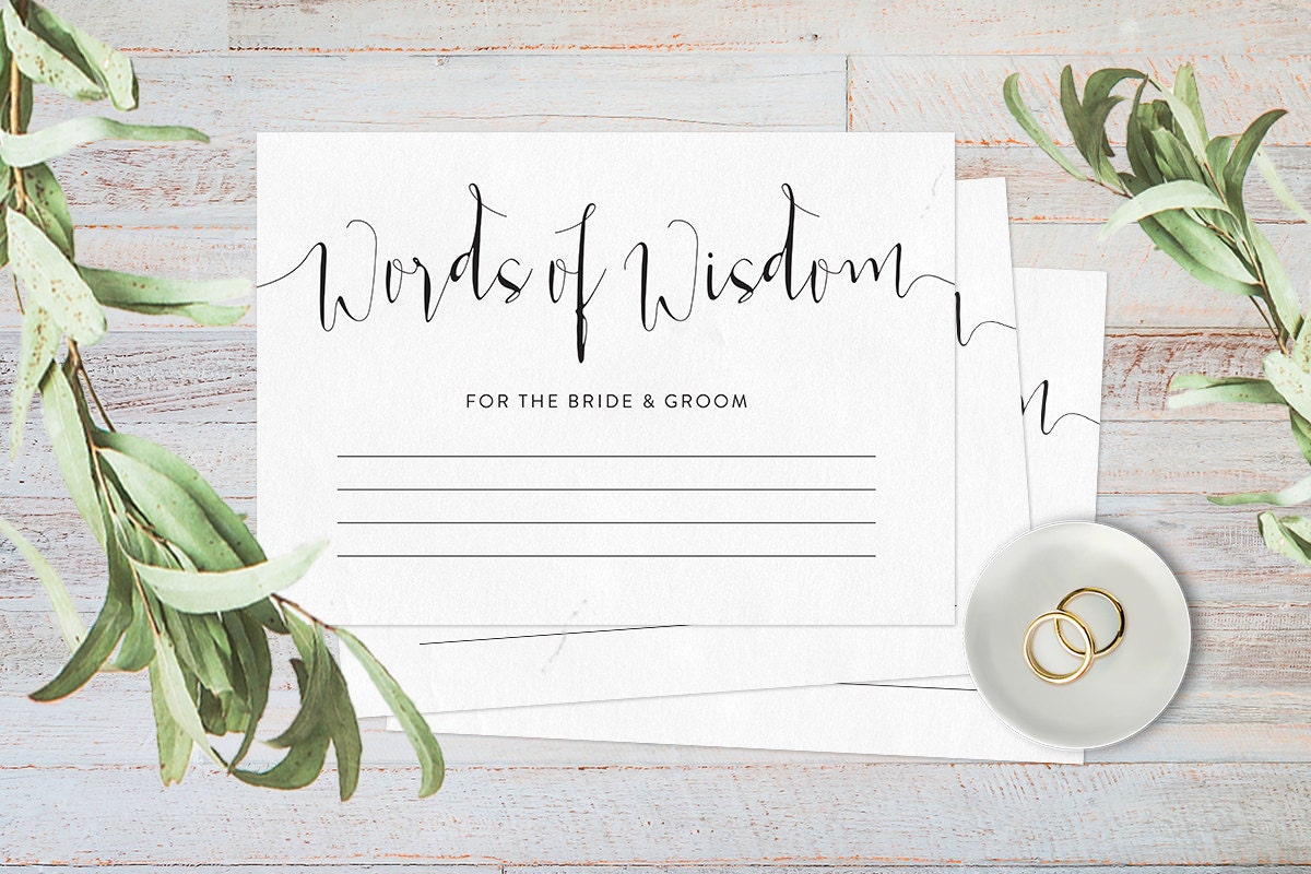 Words of wisdom cards, Wedding advice cards, Advice for the bride and groom, Advice cards wedding reception decor, Printable advice cards