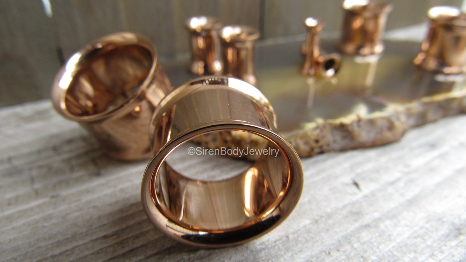 Rose gold plugs tunnel earrings 0g gauges ear gold gauge rose