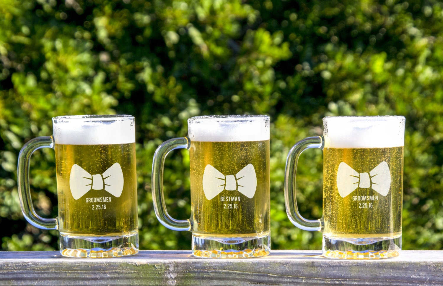 3 Custom Beer Glasses Wedding Party Favors by SuncoastLaser