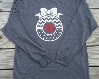 Christmas Monogram Shirt, Long Sleeve Monogram Shirt, Christmas Tree Shirt, Holiday Shirt, Monogram Gift, Personalized Gift
