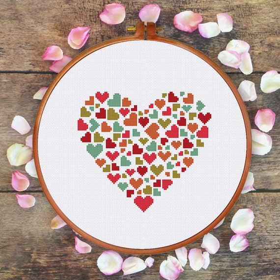 Heart of Hearts cross stitch pattern cute heart cross stitch