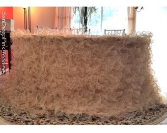 Champagne Ruffled Dress Tablecloth, Champagne Ruffle Tablecloth, Romantic Wedding Tablecloth,