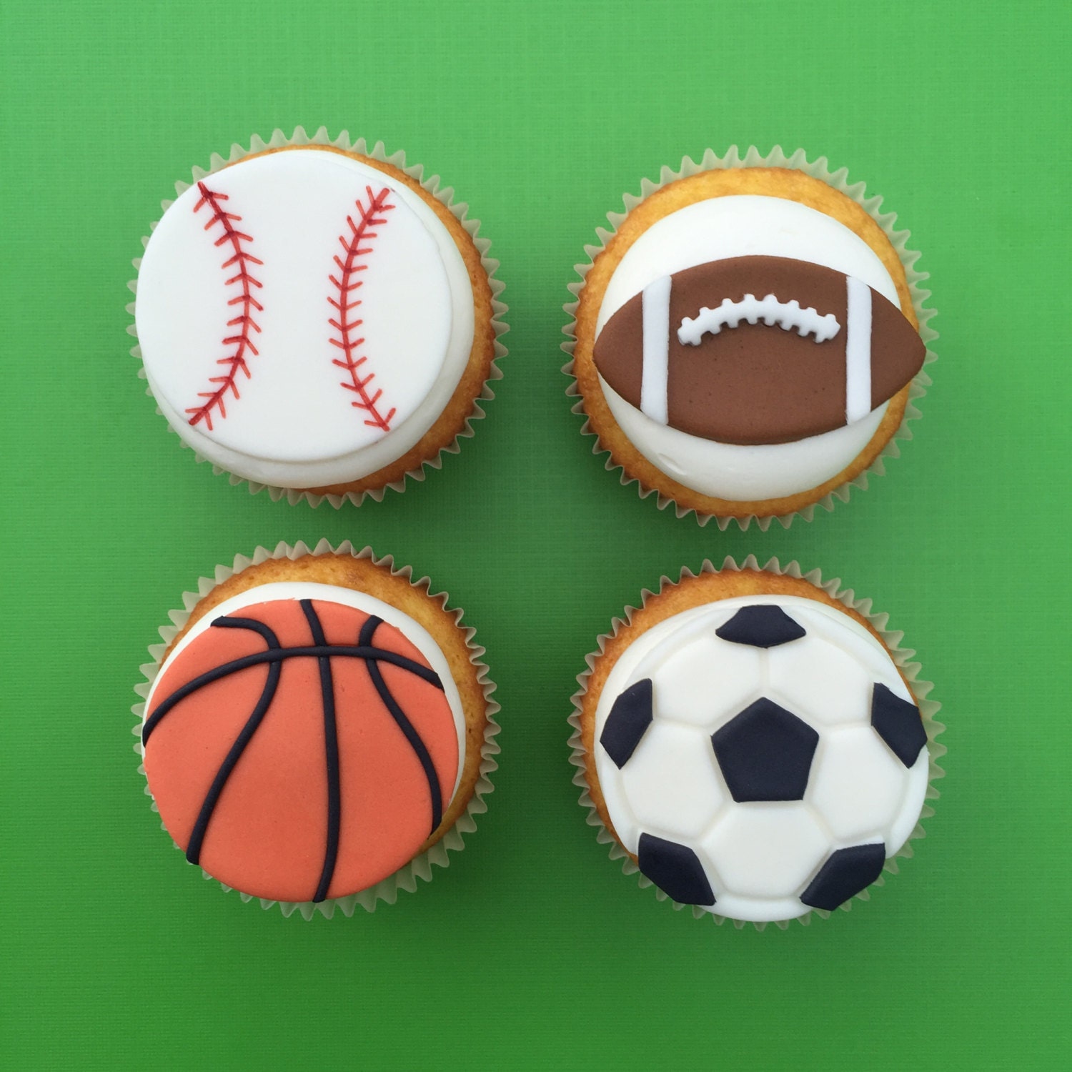 12 Sports Cupcake Toppers-fondant