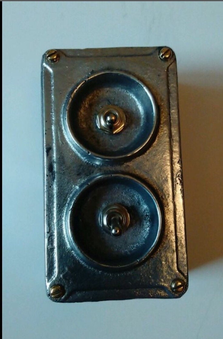 Vintage style toggle light switch in industrial cast metal