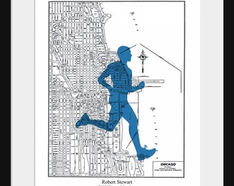 Chicago Marathon Custom Map - Personalized Gift - Marathon Custom Print - City Map - Gift Print - Chicago