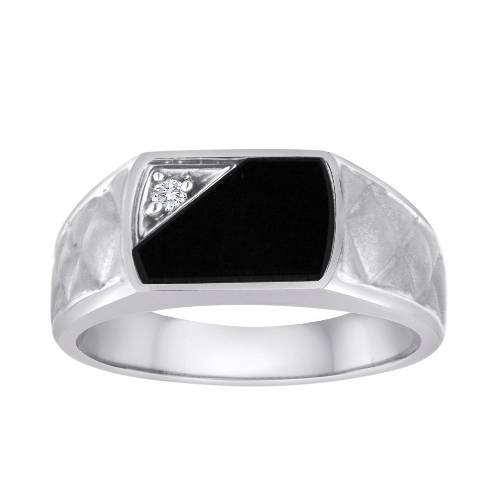 White Gold Ring. Onyx Ring. Men's Black Onyx White Gold Ring. Onyx Ring. Men's Black Onyx