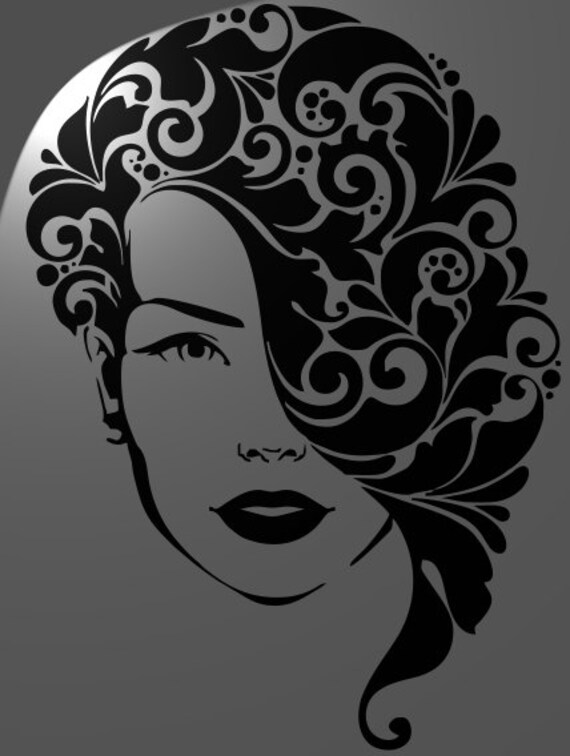 Items similar to barber, hair cut stencil Washington , woman hand made , skull , beauty , hear ...