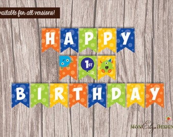 Monster Birthday Party Banner/ Printable Monster Banner/ Monster Party / Monster printable Download/ Monster Birthday Party/ Monster Theme