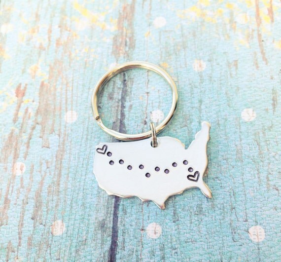 Custom State to State Keychain Long by GoldSharpieCreations
