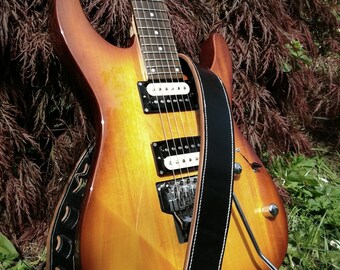 Black Leather Guitar Strap with Padding/Lining