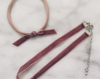 mommy & me choker/headband set/separates - Vintage Rose