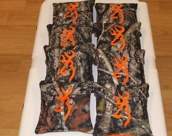 Embroidered Camo Corn Hole Bags. Set of 8