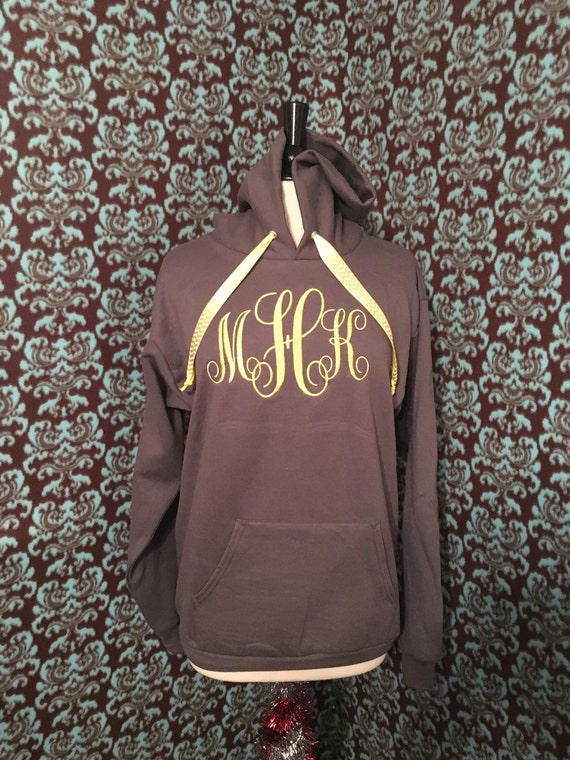 Center chest monogrammed ribbon hoodie