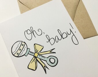 Oh Baby! Baby Shower Card - Congratulations Pregnancy Card - Maternity Card - Mom-To-Be Congrats Card - Card for Expecting Mom