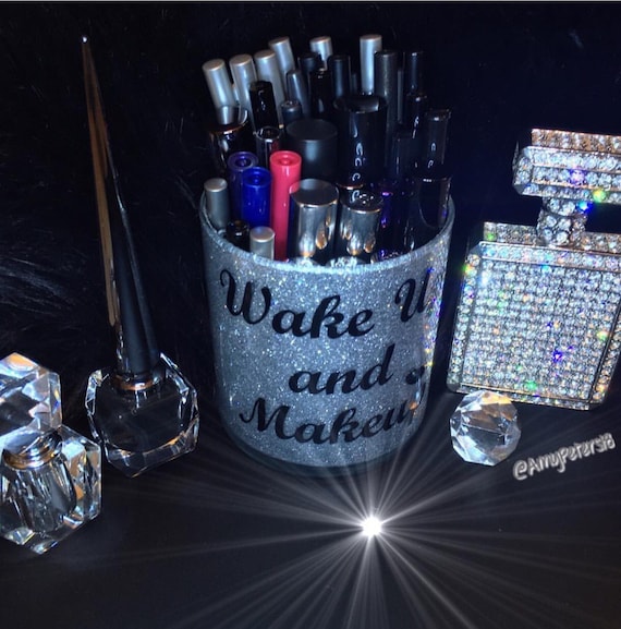 Items similar to Wake Up and Makeup brush holder on Etsy