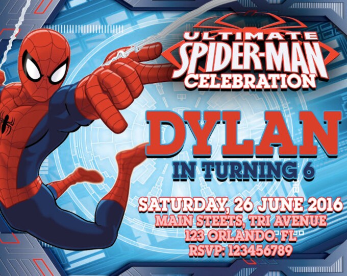 Ultimate Spider-Man Celebration Invitation Birthday Party - Personalized We deliver your order in record time!, less than 4 hour! BEST VALUE