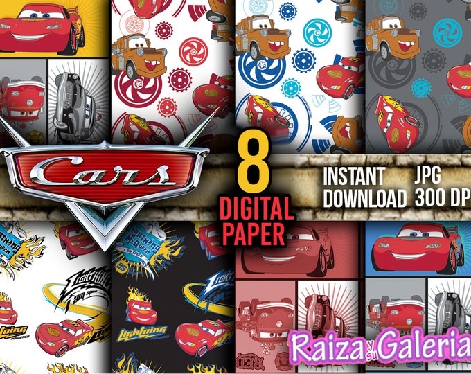 AWESOME Disney Cars Digital Paper. Instant Download - Scrapbooking - Pixar Cars Printable Paper Craft!