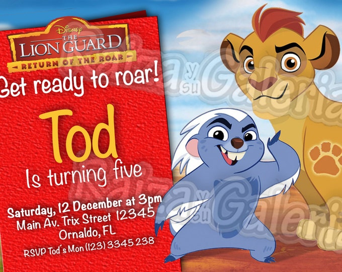 The Lion Guard Birthday Invitation - We deliver your order in record time!, less than 4 hour! Best Value- Disney Party