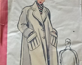 Fabulous 50's french vintage sewing pattern - "Patrons Marie Claire" 4536 Coat woman size 44 / size 16