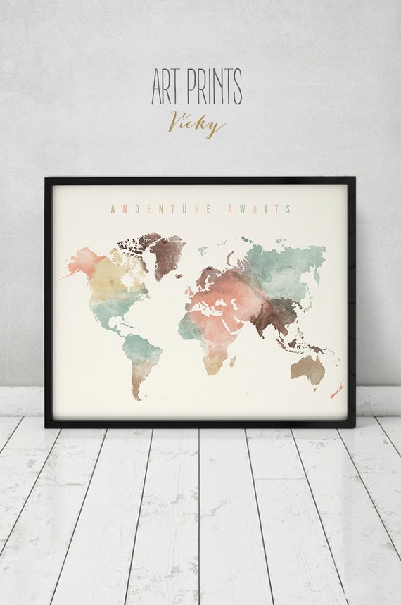 adventure awaits large travel map world map by artprintsvicky