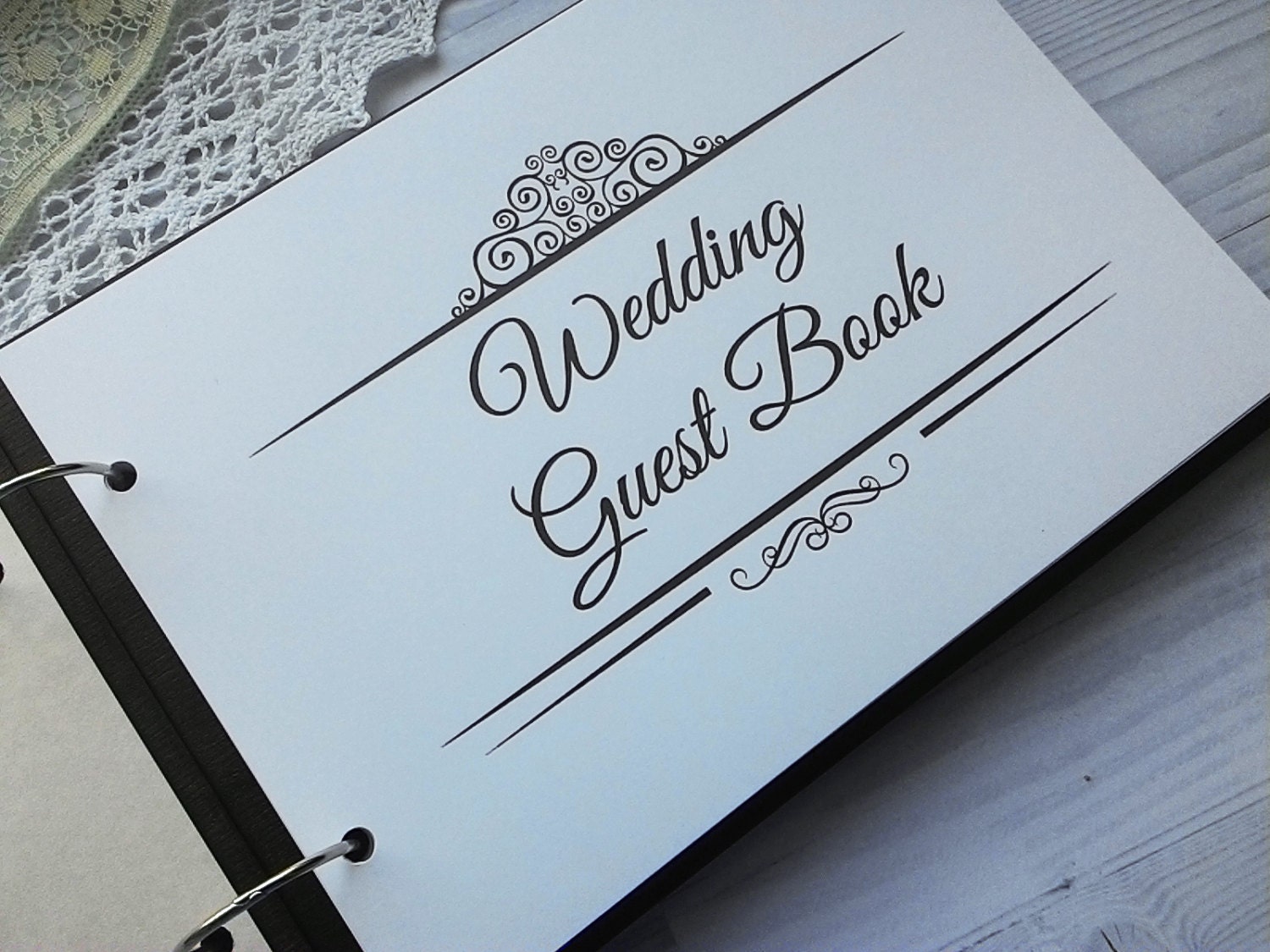 Wedding Guest Book Rustic Guest book Laser engraved Wood