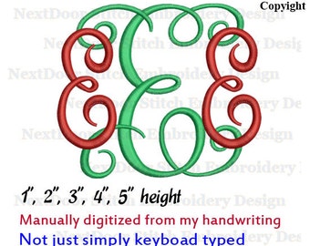 Alphabet embroidery, Vine Interlocking Monogram Embroidery Font, plus BX files, font-020d