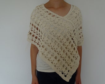 Items similar to Coral Poncho / Handmade Poncho , Crochet Poncho ...