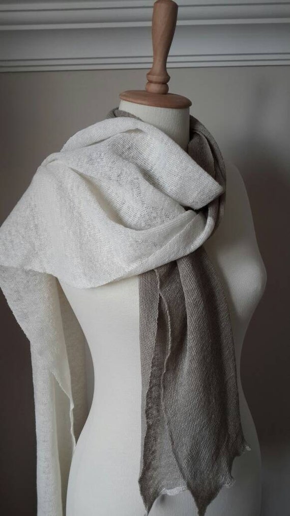 100 % Linen scarf Organic flax Knitted woman scarf