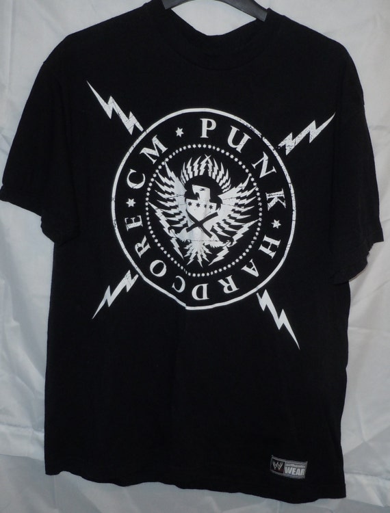 Wwe CM Punk T Shirt Rare XL Hardcore WWF by TheWrestlingBurn