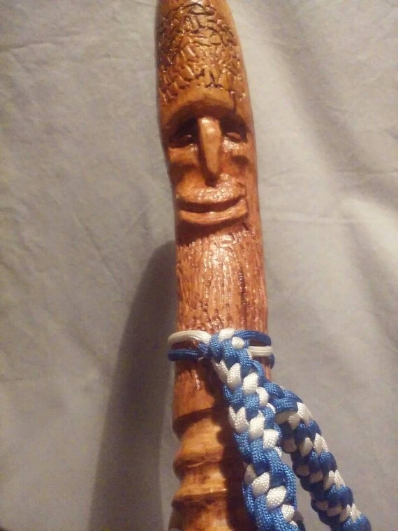 Hand carved walking stick with Paracord handle by AGreDesigns
