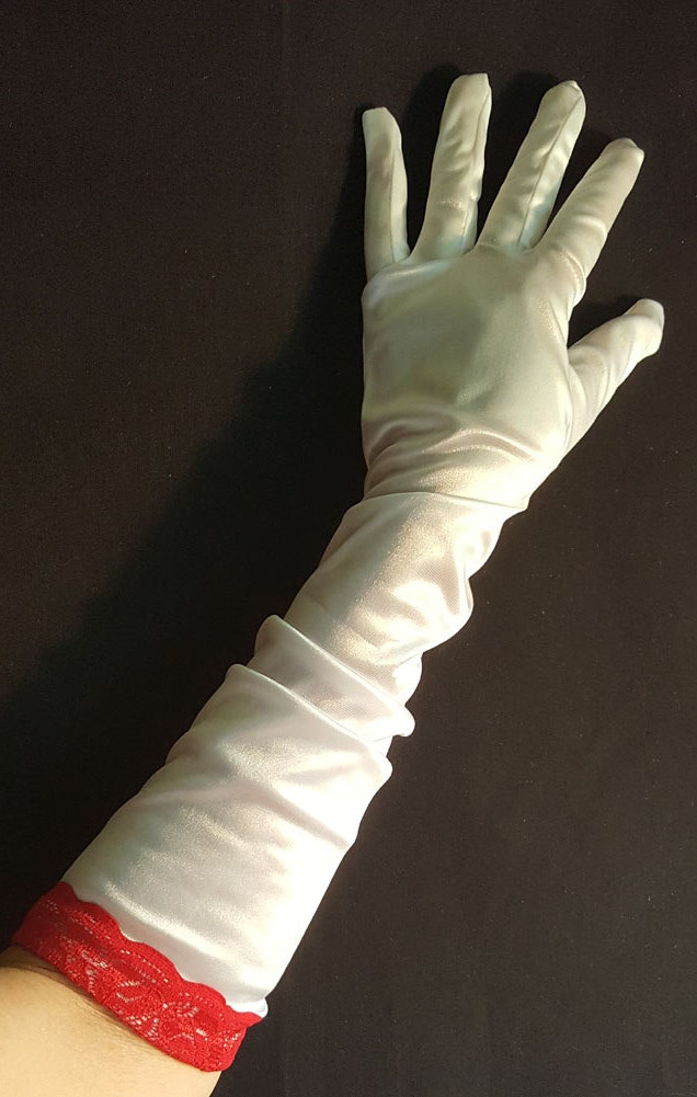 white satin opera gloves