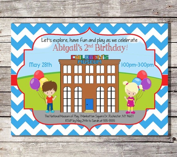 Children's Museum Invitation Girl Museum by SarahFinnDesign