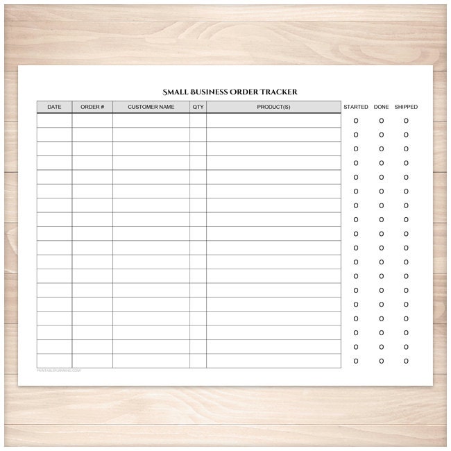 Printable Small Business Order Tracker Pages Clean and