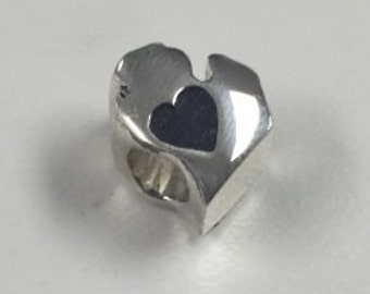 Michigan Mitt with Heart in Sterling Silver Bead Fits Pandora Style Charm Bracelets