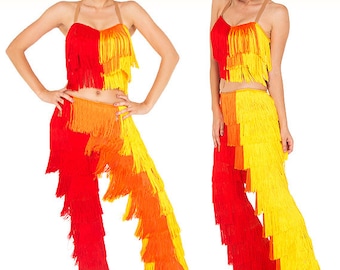 Fringe Pants Costume - Ardorosa, Latin Fringe Pants, Latin Dance Costume, Salsa Fringe Costume, Fringe Trousers, Pantalon à Frange
