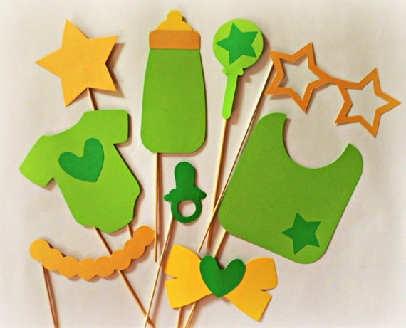 Items similar to Green baby shower photo booth props Baby ...