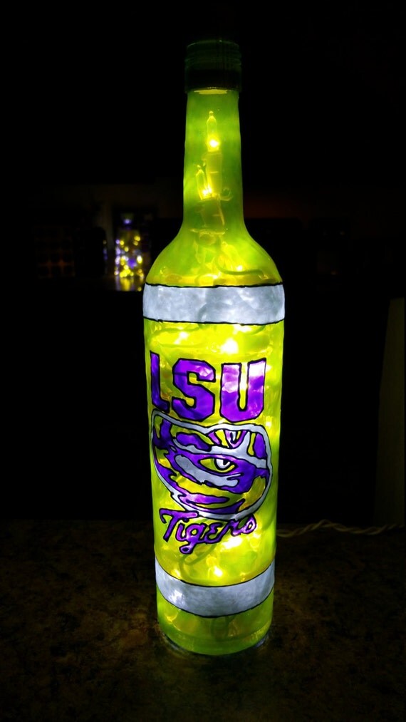 lsu upcycled hand painted lighted bottle lsu upcycled hand painted lighted bottle