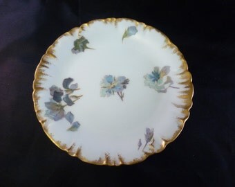 Haviland Limoges Blue Floral Dessert Plates, 1891