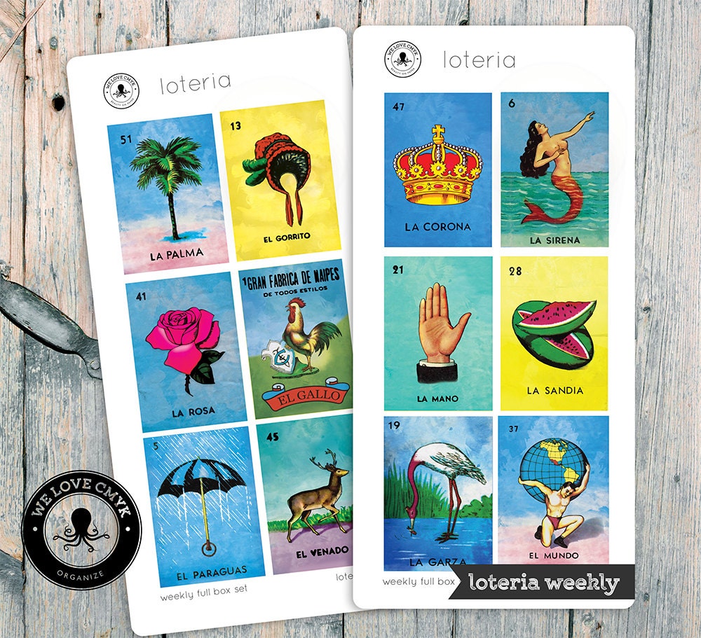 Loteria Retro Planner Stickers Colorful Labels for use with