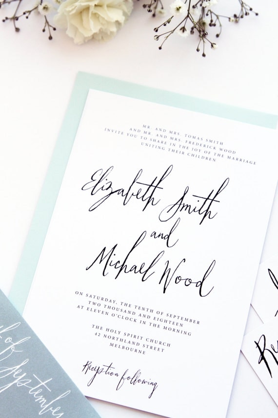 Elegant and Romantic Belly Bands Wedding by ParadiseInvitations