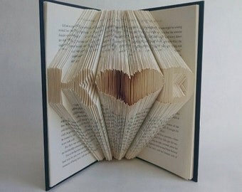 Personalized Wedding Gifts For Couple - Folded Book Art Featuring Custom Initials with a Heart