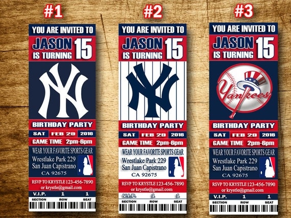 new york yankees ticket invitation baseball by sportfundigital