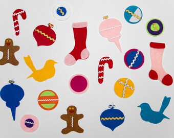 20 Pack of Felt Christmas Ornaments - felt board, Christmas activity for toddlers, Kids Christmas gift, felt activity