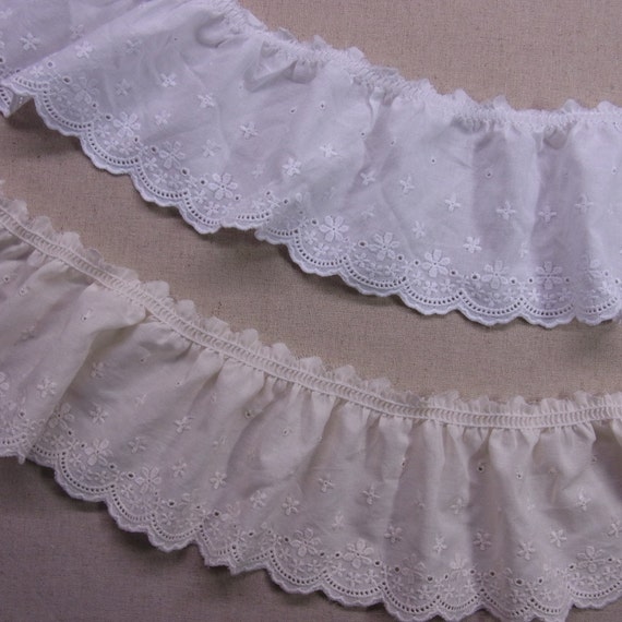 Lovely Gathered Ruffled Cotton Eyelet Lace Trim