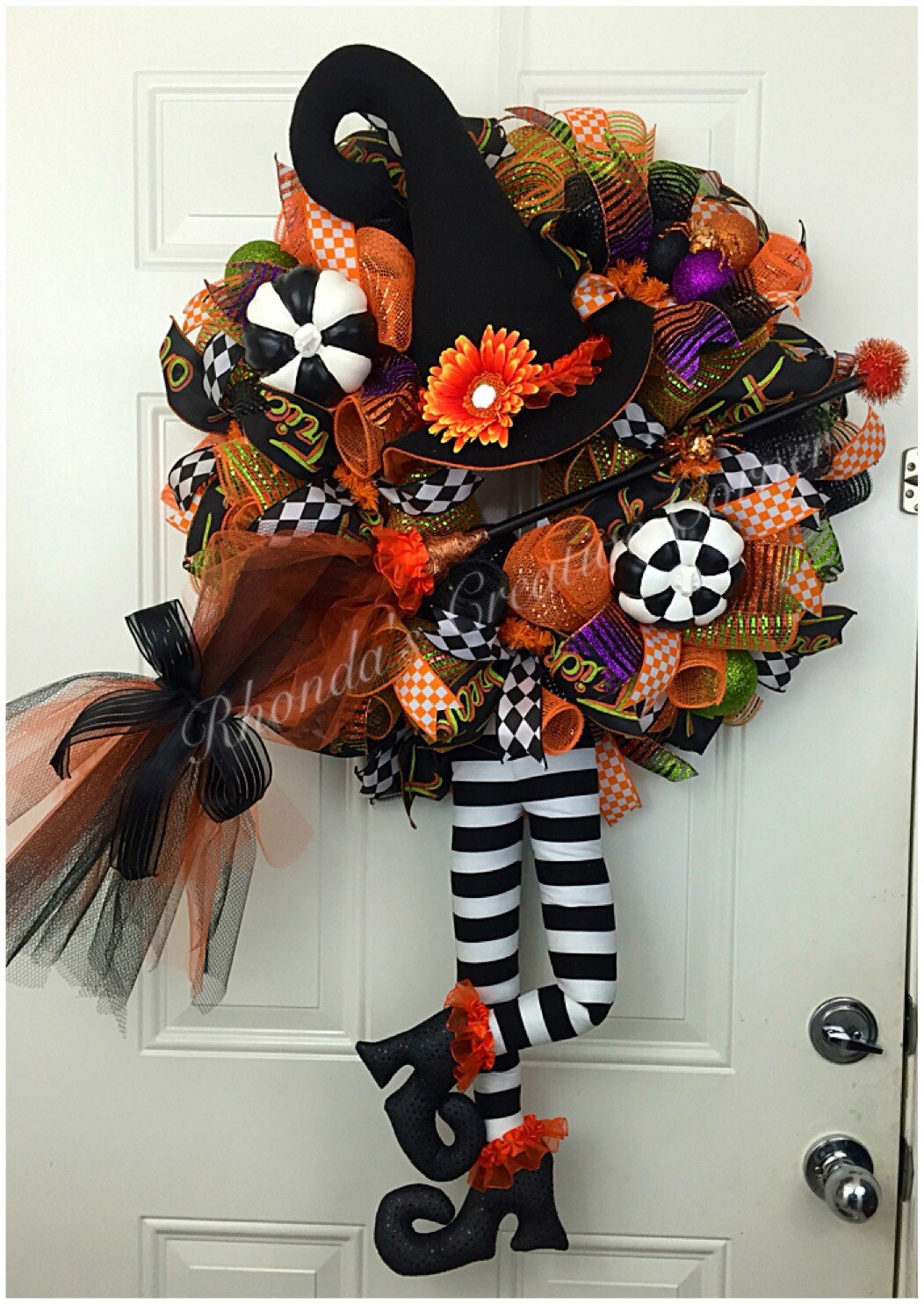 Halloween Deco Mesh Halloween Witch Deco Mesh Wreath.