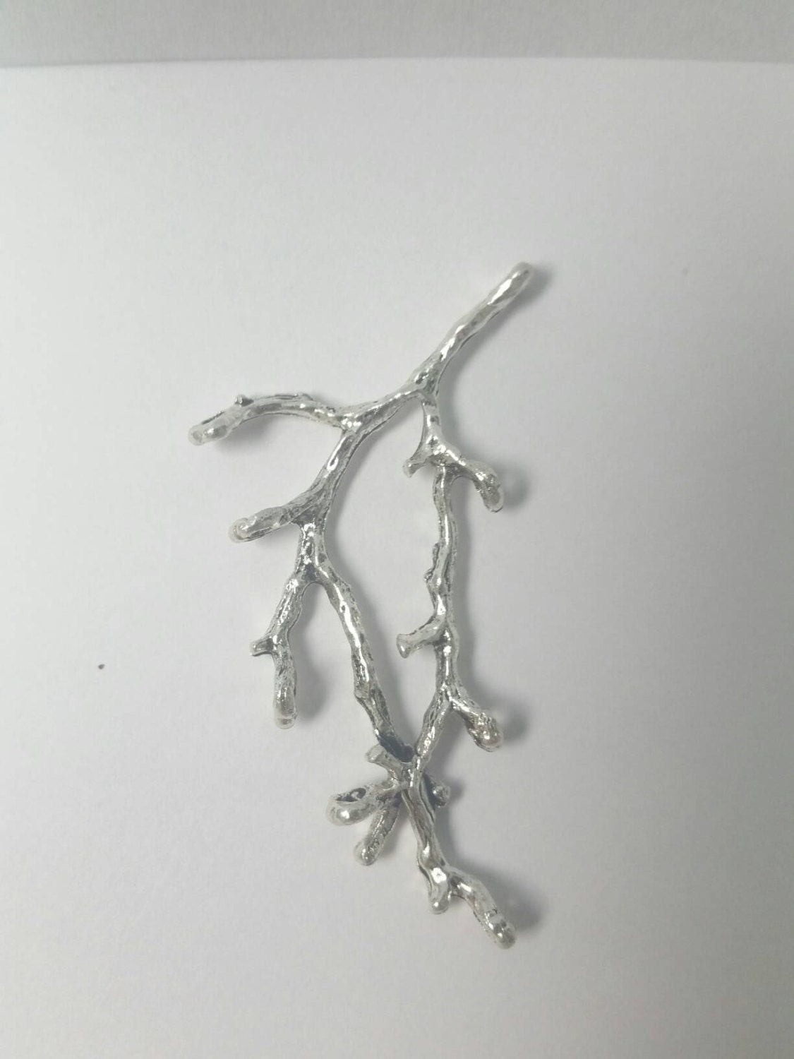 Tree branch bead finding silver tone charm by YesDeerSupplies
