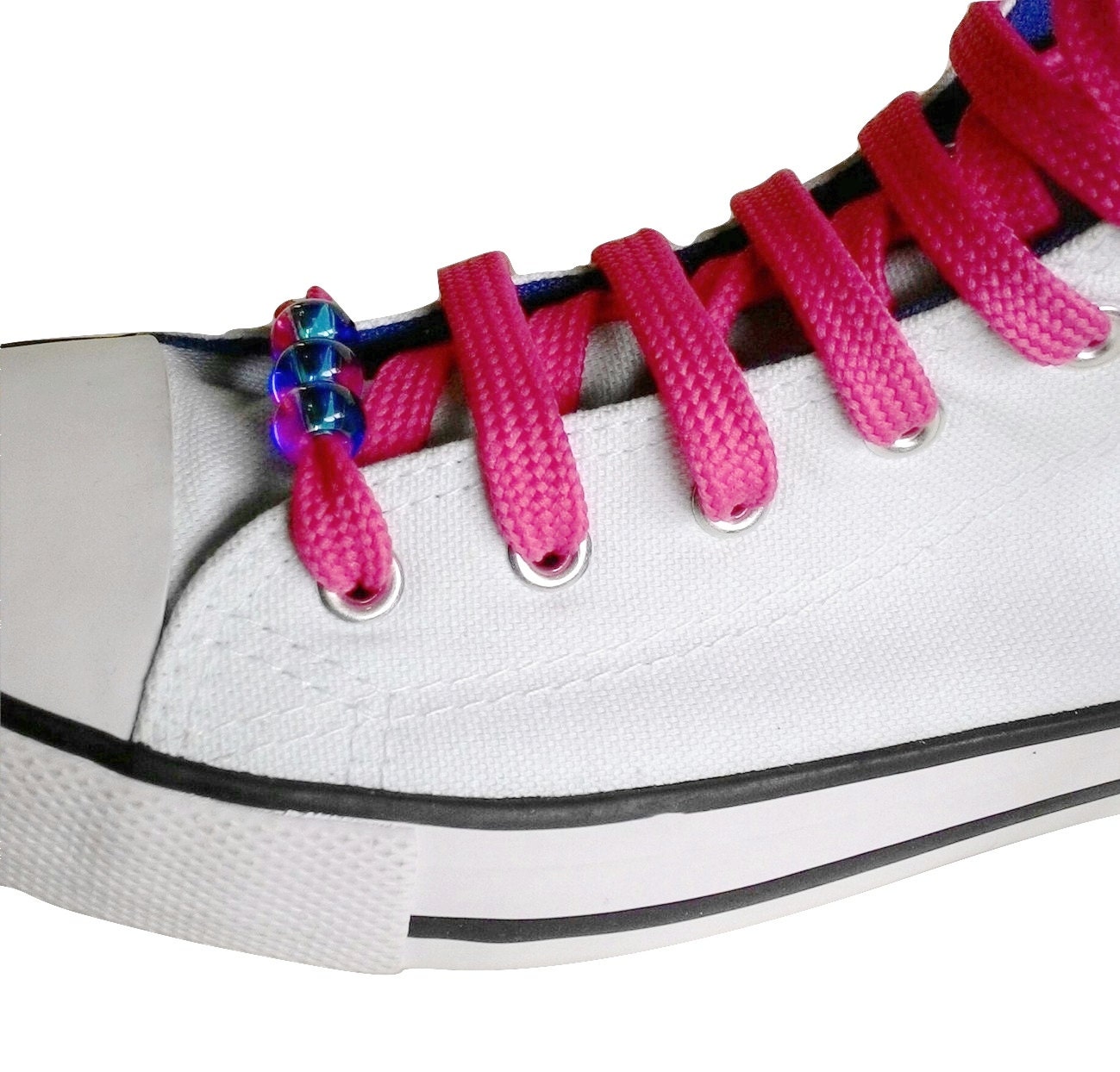 Polyester shoelaces glass bead charm embellished by Route66VS