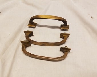 Lot of 3 Brass file cabinet drawer pulls